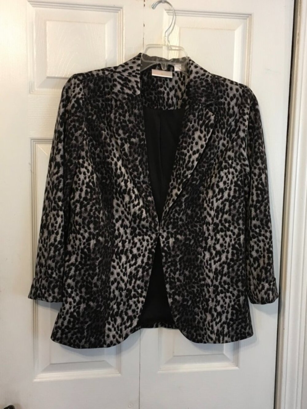 Belle By Kim Gravel Gray Snow Leopard Blazer